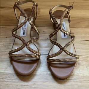 Jimmy Choo Brown Rhinestone Sandals